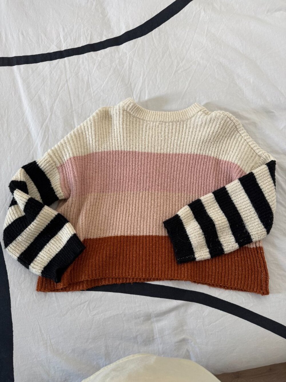 EUC Harper Colorblock Striped Cropped Sweater Sz M - Picture 5 of 5
